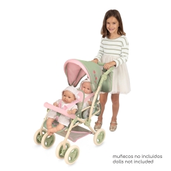 Carrinho de Bonecas Cadeira Gemelar Dobrável com Bolsa Botanic DeCuevas 90368 | DeCuevas Toys